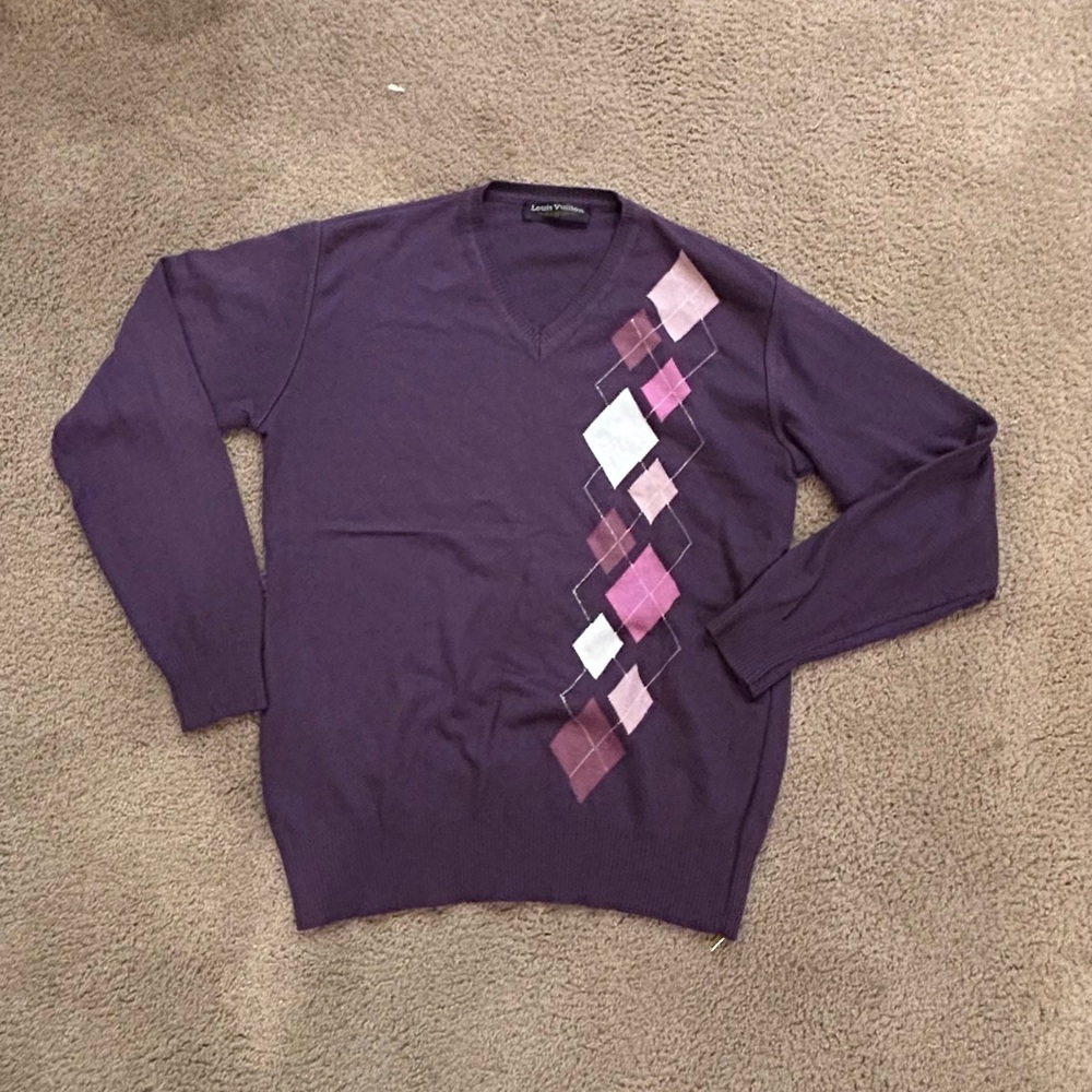 Louis Vuitton Purple Argyle Sweater